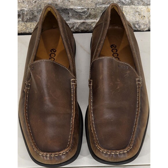 Ecco 590 Leather Driving Moc Slip On Loafers Brown Comfort Shoe Men\'s 47 | US 14 main image 3